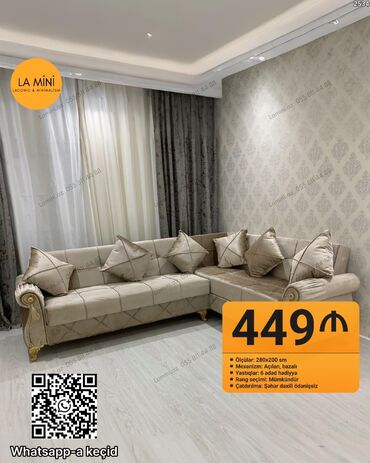 Divanlar: Künc divan, Açılan, Bazalı, Parça, Şəhərdaxili pulsuz çatdırılma
