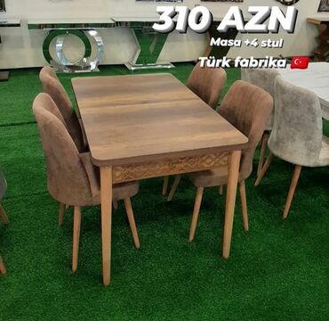 2 ci əl stol: Mətbəx üçün, Yeni, Açılan, Dördbucaq masa, 4 stul, Azərbaycan
