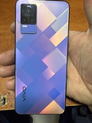 камера видо: Vivo V21, Колдонулган, 128 ГБ, түсү - Кызгылт көк, 2 SIM