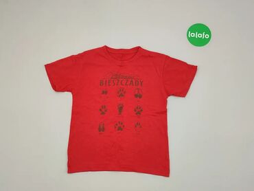 Koszulki: Koszula, 9 lat, wzrost - 134 cm., wzór - Print, kolor - Czerwony