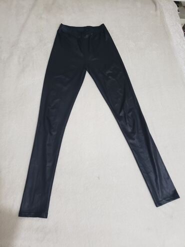 zenske klasicne pantalone: XS (EU 34), Veštačka koža, bоја - Crna, Jednobojni