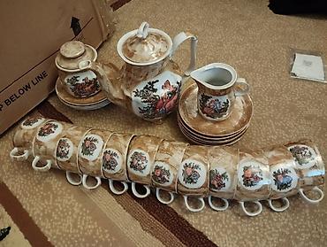 çaşka nelbeki: Çay dəsti, rəng - Qəhvəyi, Farfor — 1