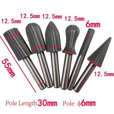 Glodala: Komplet 6 većih glodala za drvo raznih oblika sa osovinom od 6 mm — 5