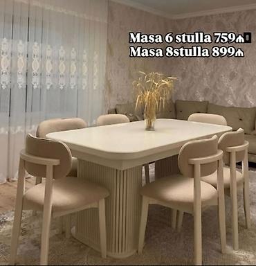 madeyra yataq: Qonaq otağı üçün, Yeni, Açılmayan, Dördbucaq masa, 6 stul — 10