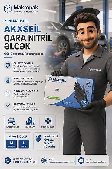 gullərin satışı: 🧤 Güclü və rahat seçim! 🔹 Akxseil marka qara nitril əlcək ▫️ Qalın və — 1