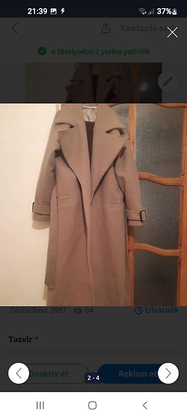 Palto L,XL .44. 46.bej seliqeli geyilib Astarlıdır. duymesiz model