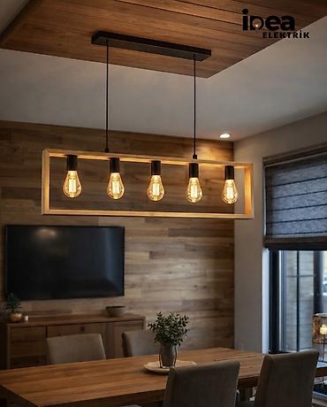 taxta listurlar: Çılçıraq, 5 lampa, Taxta — 1