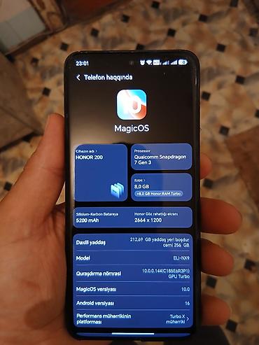 htc u ultra: Honor 200 Smart, 256 GB, rəng - Qara, Barmaq izi — 1
