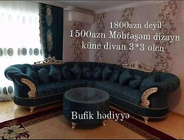 modern stol stul: Möhtəşəm dizaynlı künc divan – 3x3 ölçü. - Zəngin naxışlı, klassik — 1