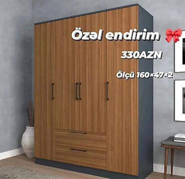 taxta rəf: Məhsul: 4 qapılı paltar şkafı - Material və dizayn: Taxta teksturalı — 1