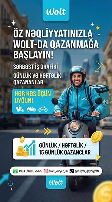 part time is online: Moto-kuryer tələb olunur, Gündəlik ödəniş, Təcrübəsiz — 1