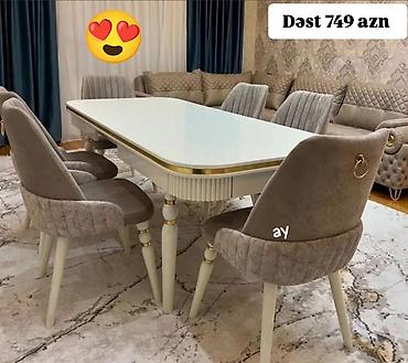 taxta qiyməti: Qonaq otağı üçün, Yeni, Açılmayan, Dördbucaq masa, 6 stul — 1