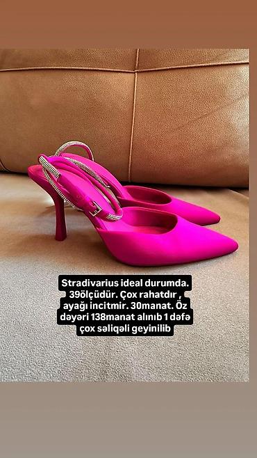 Tuflilər: Stradivarius qadın ayaqqabısı - Rəng: parlaq fuşya/çəhrayı - Model — 1