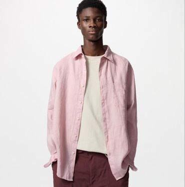 ретро вещи: Мужская рубашка, L (EU 40), Uniqlo, Новый, цвет - Розовый, Самовывоз, Платная доставка