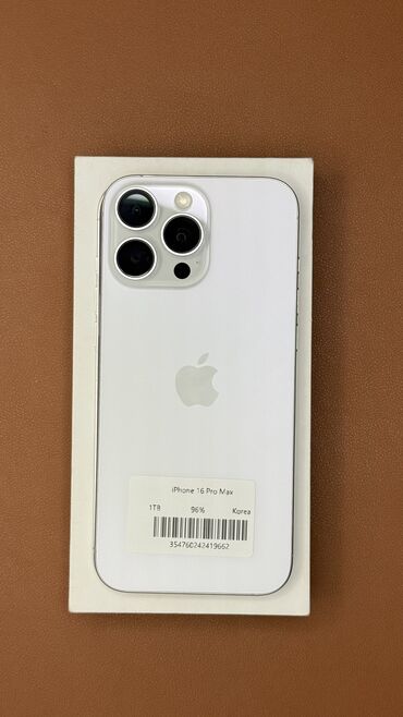 телефоны без регистрации: IPhone 16 Pro Max, Колдонулган, 1 ТБ, White Titanium, Заряддоочу түзүлүш, Коргоочу айнек, Каптама, Бөлүп төлөө менен, 97 %