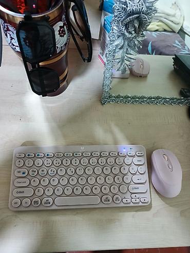 apple notebook qiymetleri: Bluetooth klaviatura və siçan dəsti - Rəng: açıq çəhrayı/pastel — 1