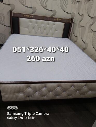 Кровати: Новый, Двуспальная кровать, Без подьемного механизма, С матрасом, Без выдвижных ящиков, Азербайджан