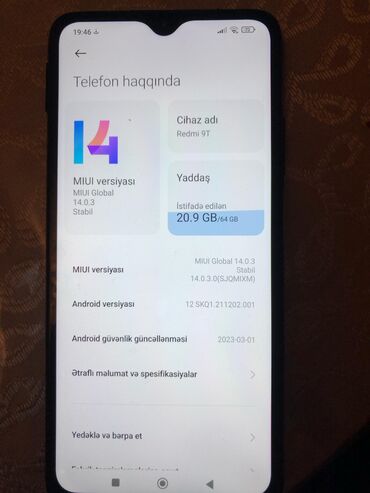 xiaomi note 8 ikinci el: Xiaomi Redmi 9T, 64 GB, rəng - Boz, 
 Sensor, Barmaq izi, İki sim kartlı