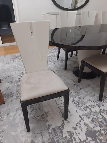qonaq masa: Qonaq otağı üçün, İşlənmiş, Açılan, Oval masa, 8 stul — 6
