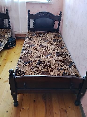 matras taxt: Taxta tək nəfərlik çarpayılar (2 ədəd) - Material: kütləvi taxta — 2