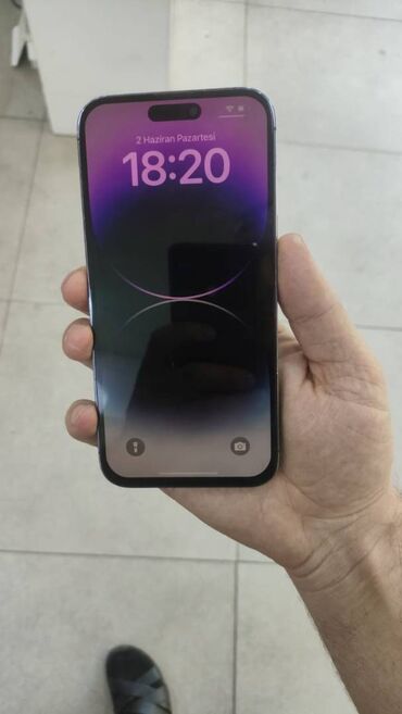 14 pro max ikinci el: IPhone 14 Pro Max, 128 GB, Deep Purple, Barmaq izi, Simsiz şarj, Face ID