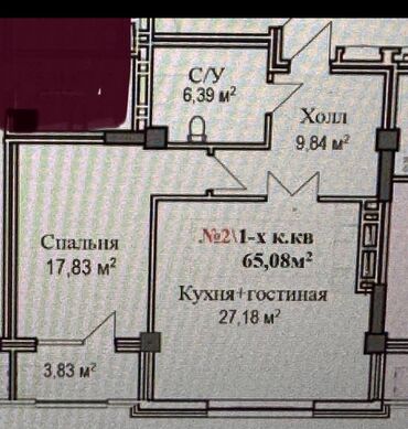 иссык куль недвижимость: 2 комнаты, 65 м², Элитка, 11 этаж, ПСО (под самоотделку)