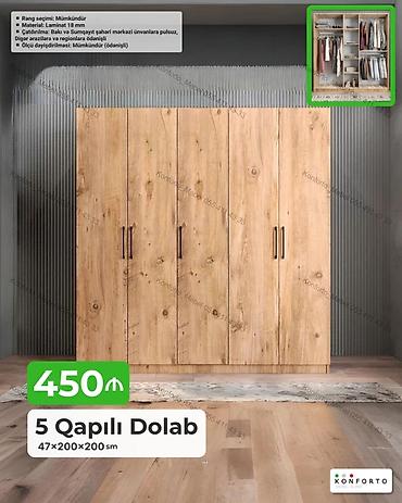Dolablar: 5 qapılı geyim dolabı Xüsusiyyətlər: - Ölçü: 47×200×200 sm - — 1