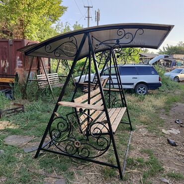 Садовые качели: Садовые качели Металл, Со спинкой, С крышей — 11