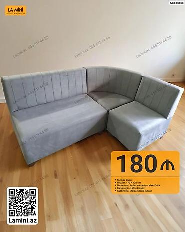 Диваны: Məhsul: Mətbəx divanı (L‑şəkilli künc) - Ölçülər: 170 × 120 sm - — 1