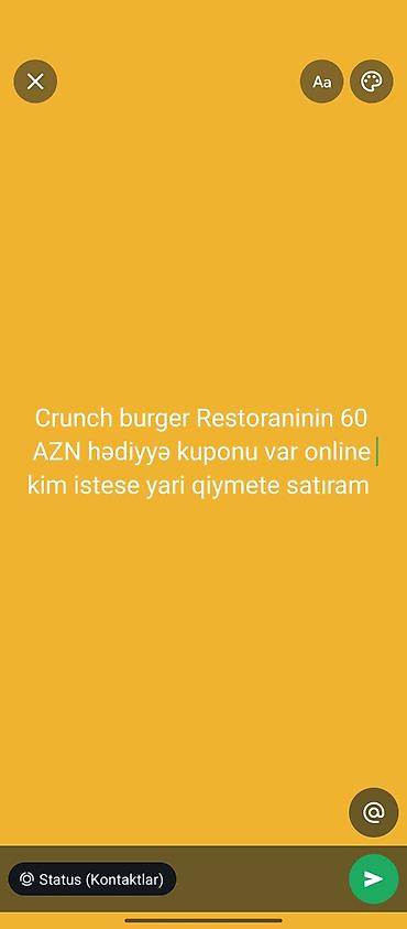 Декор и интерьер: Məhsul: Crunch Burger restoranı üçün onlayn hədiyyə kuponu - Dəyəri — 1