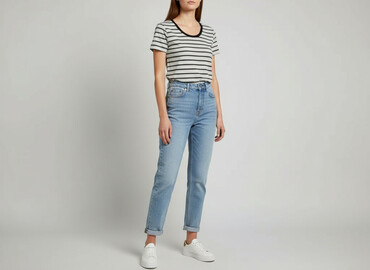 bluzki basic w paski: Etam, T-shirt damski, rozmiar S