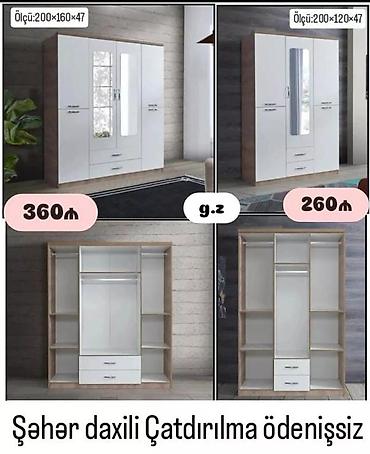 salon dolab: *Dolab 4 qapılı 360Azn* Ölçü:200×160×47 *Dolab 3 qapılı 260 Azn* — 1