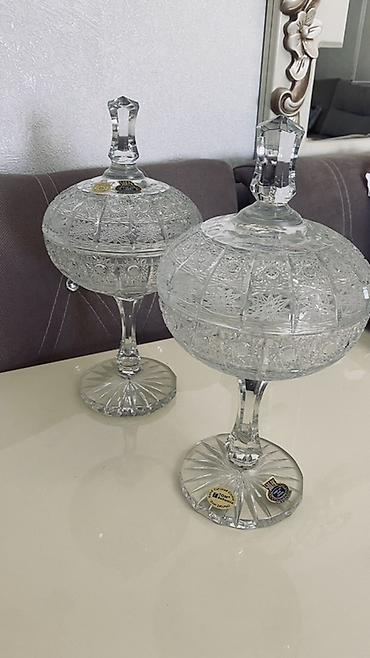 xrustal stakan: Kristal qapaqlı şirniyyat qabları (2 ədəd dəst) - Material: yüksək — 2