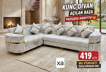 flex tape traka: Künc divan – açılan baza ilə - L‑şəkilli rahat planlama, geniş oturma — 1