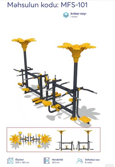 Digər trenajorlar: Açıq hava fitnes avadanlıqları – sarı/qrafit rəng palitrası, metal — 1