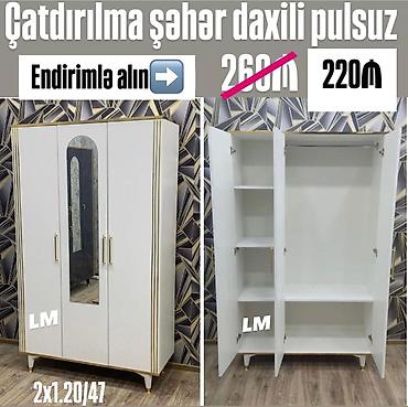 kombi dolab: Üç qapılı dolab – təmiz laminatdan - Ölçü: 2 x 1.20 x 47 - Rəng: ağ — 1