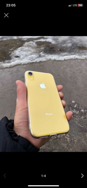 Apple iPhone: IPhone Xr, Б/у, 128 ГБ, Желтый, Чехол, 77 %