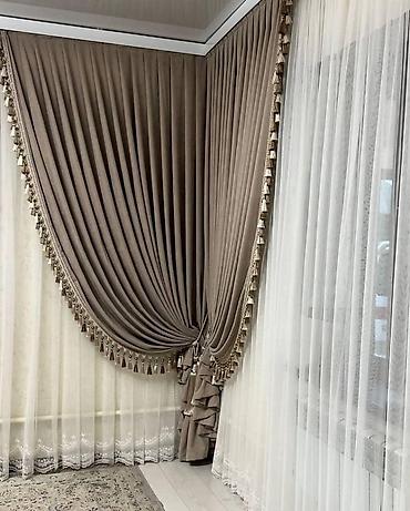 Шторы и занавески: Комплект штор, Жаккард, С тюлем в комплекте, Изготовление на заказ, Новый, Для зала — 14