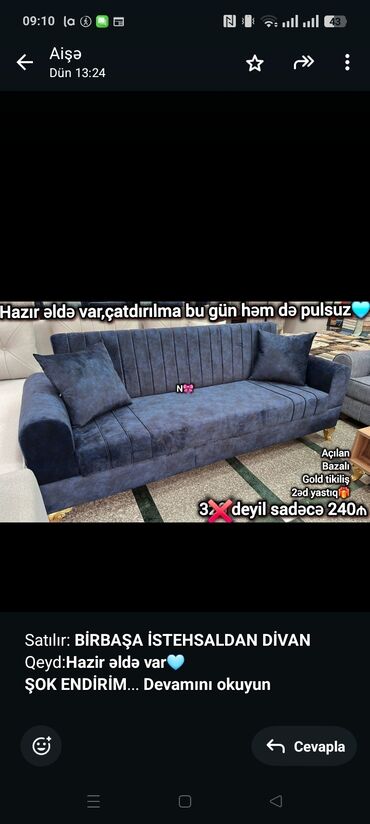 Sifarişlə divan dəstləri: Divan