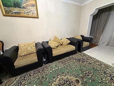 İşlənmiş, Divan-kravat, 2 kreslo, Divan, Bazasız, Açılan