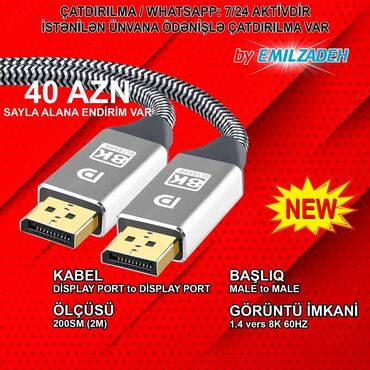 Soyutma sistemləri: Kabel "Display to Display 1.4vers 2m 8K " 🚚Metrolara və ünvana