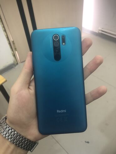 Мобильные телефоны и аксессуары: Xiaomi Redmi 9, 64 ГБ, цвет - Синий, 
 Сенсорный, Отпечаток пальца, Две SIM карты