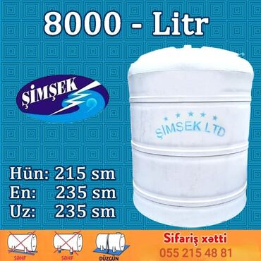 yağmur su çənləri: Bak, Plastik, 8000 l, Yeni, Ünvandan götürmə, Pulsuz çatdırılma, Ödənişli çatdırılma