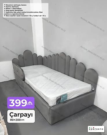 Uşaq/yeniyetmə üçün çarpayı – 90×200 sm - Dizayn: Yumşaq başlıq və
