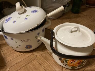 мельхиоровая посуда: Кастрюля и чайник