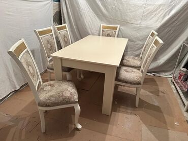 Комплекты столов и стульев: Для гостиной, Прямоугольный стол, 6 стульев