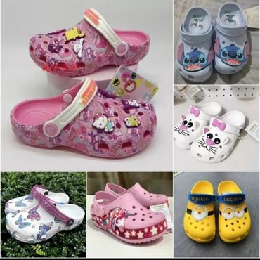 пуховик для мальчика: 1. Кроксы детские. Crocs. 1700 сом. 2. Шлепки - машинки. 600 сом. 3