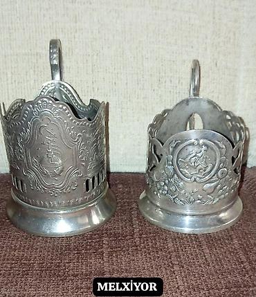 restoran aksesuarları: Melxior podstəkan dəsti. 2 ədəd metal podstəkandan ibarətdir. Hər iki — 1