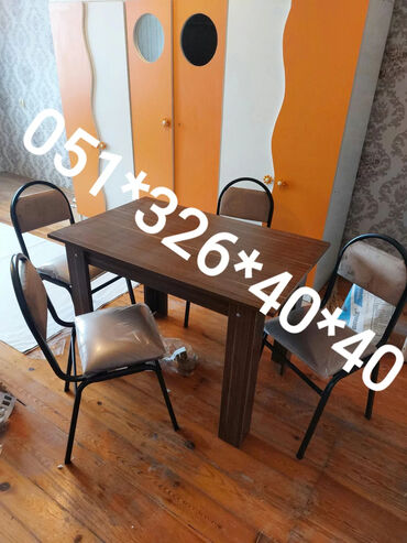 metbex stol stul: Для кухни, Для гостиной, Новый, Раскладной, Прямоугольный стол, 4 стула, Азербайджан