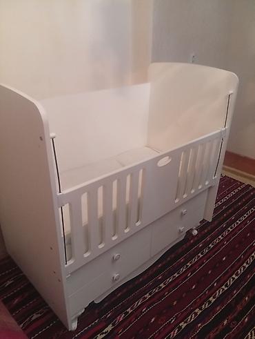 tula: Ağ rəngli uşaq beşiyi - Material: MDF/taxta kombinasiyası, ağ boya - — 1